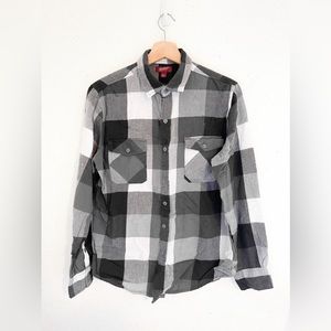 Arizona Jeans Gray Gingham Flannel Casual Button Up Shirt Mens Size Medium